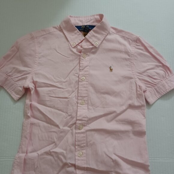POLO RALPH LAUREN GIRLS SHORT SLEEVE OXFORD BUTTON DOWN SHIRT PINK SIZE 8 - Picture 8 of 13